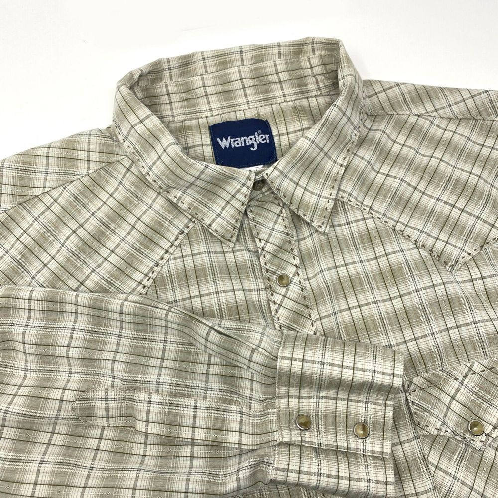 Wrangler Pearl Snap Long Sleeve Plaid Shirt Western Rodeo 2XLT Tall
